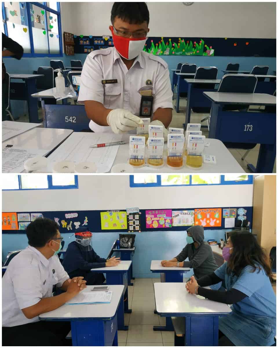 Sosialisasi dan Pemeriksaan Narkotika Melalui Tes Urine bagi Guru dan Karyawan Mahatma Gandhi School.