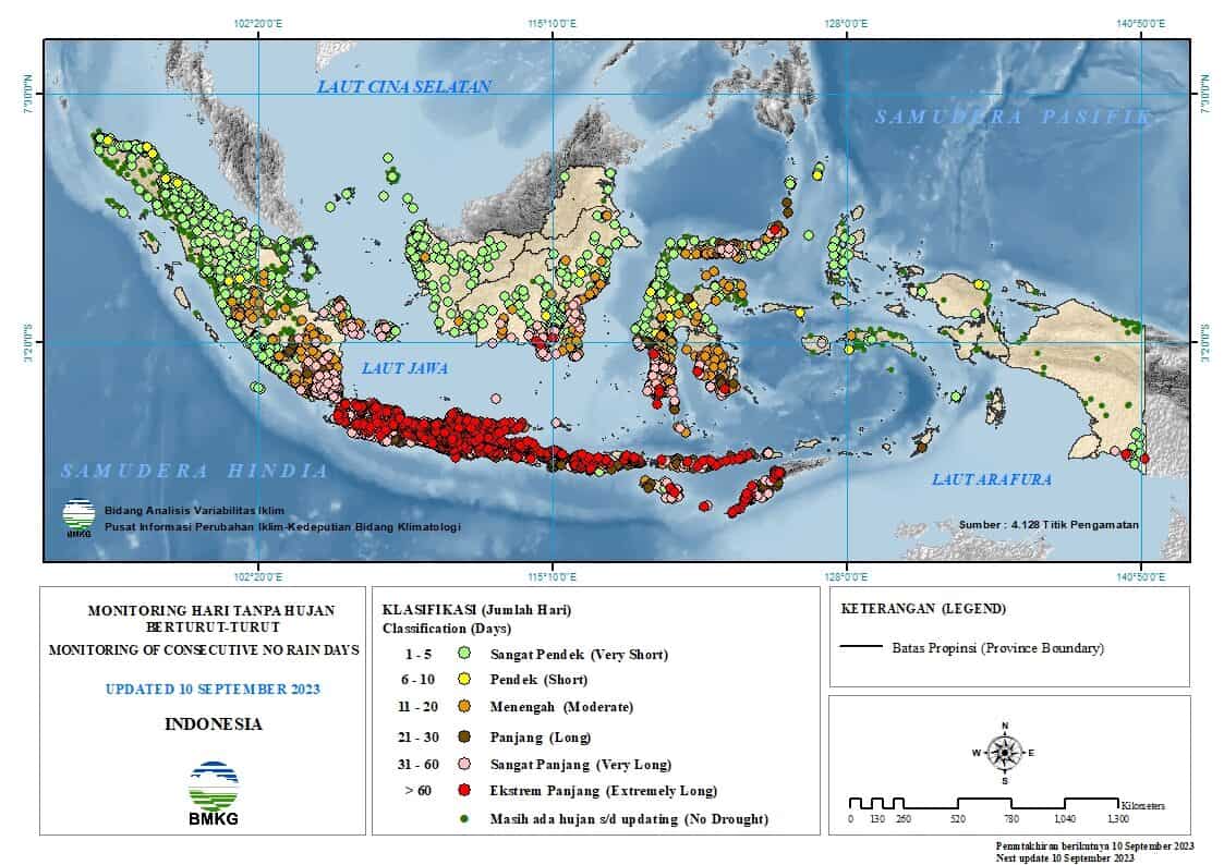 Monitoring Hari Tanpa Hujan Berturut - Turut (Update 10 September 2023) Monitoring Hari Tanpa Hujan Berturut – Turut (Update 10 September 2023)