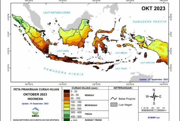 Peta Prakiraan Curah Hujan Bulan Oktober 2023 (Update 1 September