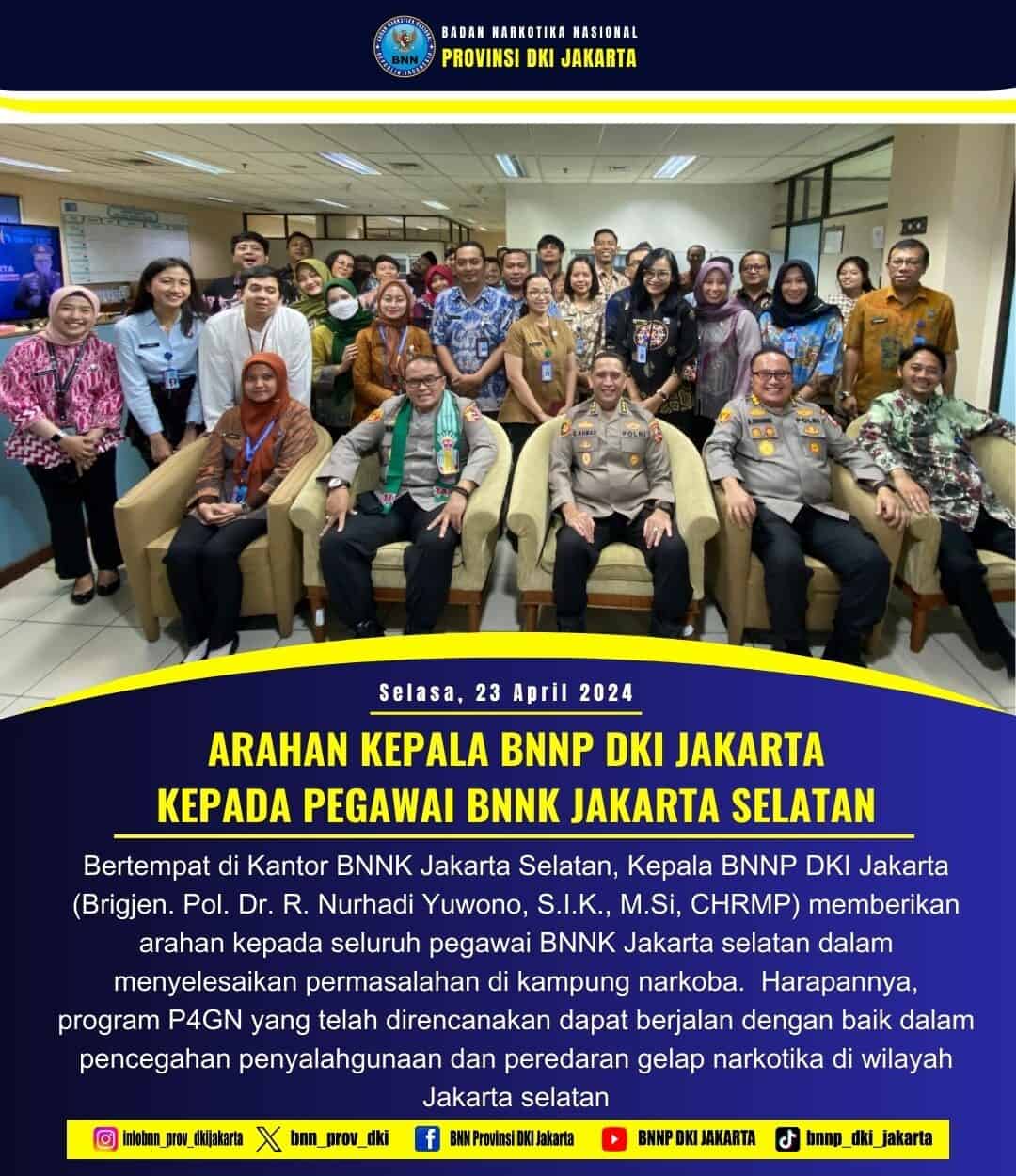 Arahan Kepala BNNP DKI Jakarta di BNNK Jakarta Selatan