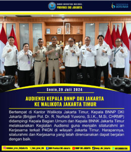 AUDIENSI KEPALA BNNP DKI JAKARTA KE WALIKOTA JAKARTA TIMUR AUDIENSI KEPALA BNNP DKI JAKARTA KE WALIKOTA JAKARTA TIMUR