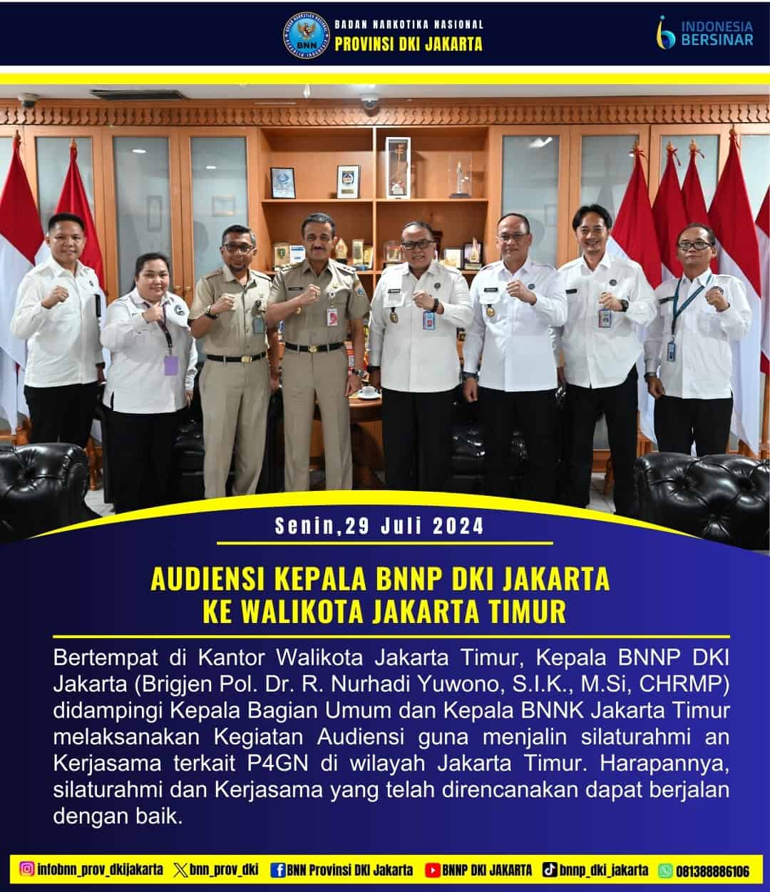 AUDIENSI KEPALA BNNP DKI JAKARTA KE WALIKOTA JAKARTA TIMUR AUDIENSI KEPALA BNNP DKI JAKARTA KE WALIKOTA JAKARTA TIMUR
