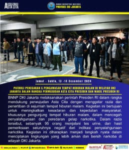 BNNP DKI JAKARTA GELAR RAZIA TEMPAT HIBURAN MALAM, LIBATKAN TIM K-9 UNTUK TEKAN PEREDARAN NARKOTIKA BNNP DKI JAKARTA GELAR RAZIA TEMPAT HIBURAN MALAM, LIBATKAN TIM K-9 UNTUK TEKAN PEREDARAN NARKOTIKA