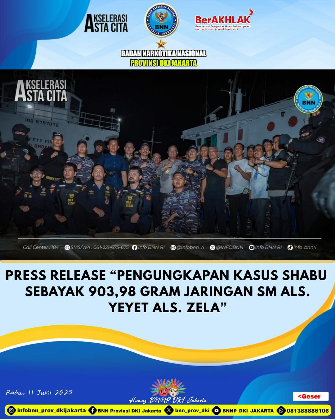 KEPALA BNN RI TINJAU KAPAL MT SEA DRAGON YANG MENGANGKUT NARKOTIKA JENIS SABU TEMPLATE POST MEDSOS BNNP DKI 1 1
